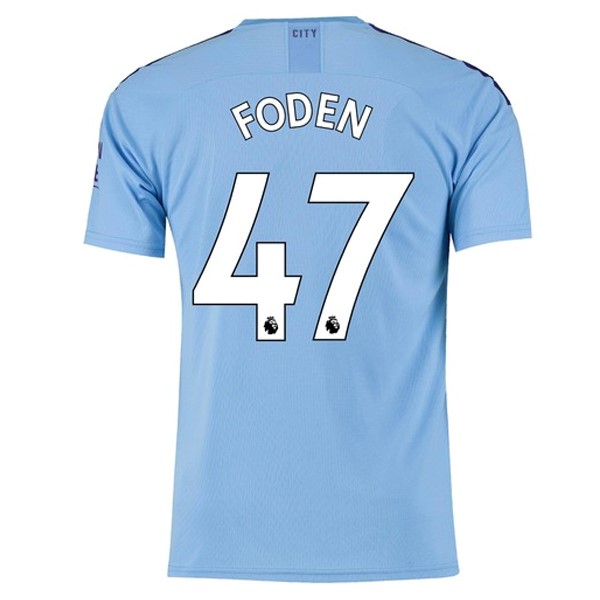 Camiseta Manchester City NO.47 Foden Primera equipación 2019-2020 Azul
